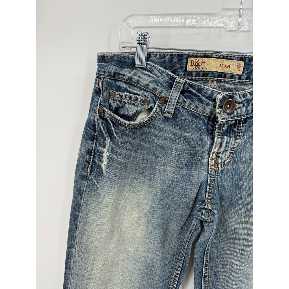 BKE STAR Womens Jeans Bootcut Medium‎ Wash Distressed Denim Size 27 - Picture 3 of 6